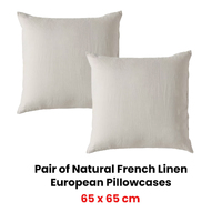 Vintage Design Homewares Pair of Natural French Linen European Pillowcases thumbnail