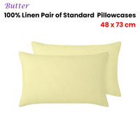 Vintage Design Homewares 100% Linen Pair of Standard Pillowcases Butter 48 x 73 cm thumbnail