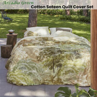 Bedding House Arcadia Green Cotton Sateen Quilt Cover Set Queen thumbnail