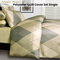 Big Sleep Argyles Beige Quilt Cover Set Single thumbnail