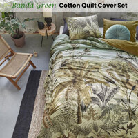Bedding House Banda Green Cotton Quilt Cover Set Queen thumbnail