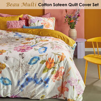 Bedding House Beau Multi Cotton Sateen Quilt Cover Set Queen thumbnail