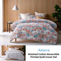 Accessorize Amara Washed Cotton Printed Reversible Quilt Cover Set Queen thumbnail