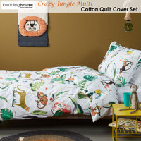 Bedding House Crazy Jungle Multi Cotton Quilt Cover Set Single thumbnail