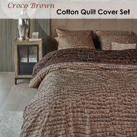 Riviera Maison Croco Brown Cotton Quilt Cover Set Queen thumbnail