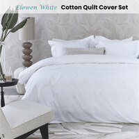 Riviera Maison Elowen White Cotton Quilt Cover Set Queen thumbnail