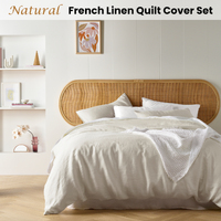 Vintage Design Homewares Natural French Linen Quilt Cover Set Queen thumbnail