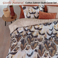 Bedding House Giselle Natural Cotton Sateen Quilt Cover Set Queen thumbnail