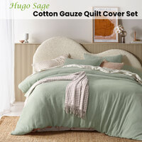 Vintage Design Homewares Hugo Sage Cotton Gauze Quilt Cover Set Queen thumbnail