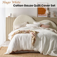 Vintage Design Homewares Hugo White Cotton Gauze Quilt Cover Set Queen thumbnail