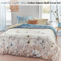 Bedding House Isabelle Light Blue Cotton Sateen Quilt Cover Set Queen thumbnail