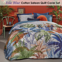 Bedding House Isla Blue Cotton Sateen Quilt Cover Set Queen thumbnail