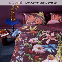 Bedding House Lily Multi Cotton Floral Quilt Cover Set Queen thumbnail