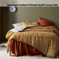 Accessorize Lisa Ochre Washed Cotton Printed Quilt Cover Set Queen thumbnail