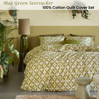 Bedding House Mae Green Seersucker Cotton Quilt Cover Set King thumbnail