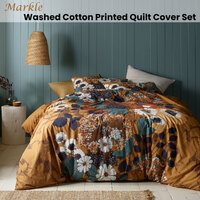 Accessorize Markle Washed Cotton Printed Quilt Cover Set Queen thumbnail