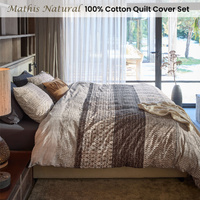 Bedding House Mathis Natural Cotton Quilt Cover Set Queen thumbnail