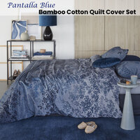 Bedding House Pantalla Blue Bamboo Cotton Quilt Cover Set Queen thumbnail