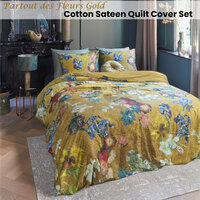 Bedding House Van Gogh Partout des Fleurs Gold Cotton Sateen Quilt Cover Set Queen thumbnail