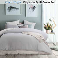 Accessorize Silver Waffle Polyester Quilt Cover Set Single thumbnail