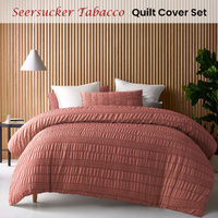 Accessorize Seersucker Tobacco Polyester Quilt Cover Set King thumbnail