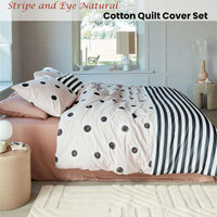 VTWonen Stripe and Eye Natural Cotton Quilt Cover Set Queen thumbnail