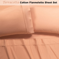 Accessorize Cotton Flannelette Sheet Set 40cm Wall Terracotta King thumbnail