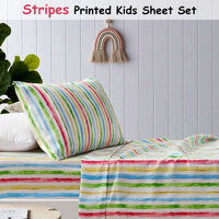 Happy Kids Multi Stripes Printed Microfibre Sheet Set Double thumbnail