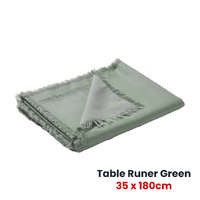 Vintage Design Homewares Gypsy Green Washed Linen Cotton Table Runner 35 x 180cm thumbnail