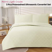 Jane Barrington Morris Light Cream Ultrasonic Embossed Lightly Quilted Reversible Coverlet Set King thumbnail