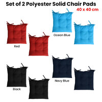Set of 2 Outdoor Polyester Solid Chair Pads 40 x 40cm Black thumbnail