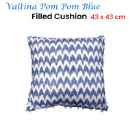 J.Elliot Home Valtina Pom Pom Blue Filled Cushion thumbnail
