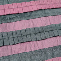 Small Designed Square Cushion Cover 30 x 30 cm Pink Grey Pleats thumbnail