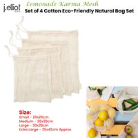 J Elliot Home Lemonade Karma Set of 4 Cotton Eco-Friendly Natural Mesh Storage Bag Set thumbnail