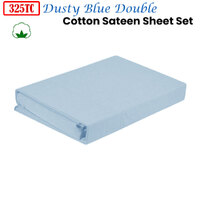 325TC 100% Cotton Sateen Sheet Set Dusty Blue Double thumbnail