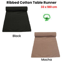 Ribbed Cotton Table Runner 33 x 180 cm Mocha thumbnail