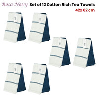 Set of 12 Rosa Navy Cotton Rich Terry Tea Towels thumbnail