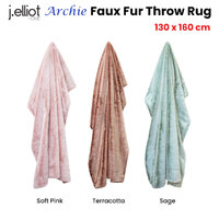 J Elliot Home Archie Terracotta Faux Fur Throw Rug 130 x 160cm thumbnail