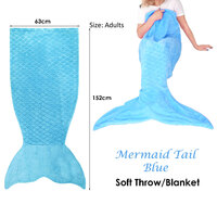 Mermaid Tail Blue Soft Blanket Throw thumbnail