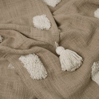 J Elliot Home Quinn 100% Cotton Textured Throw 130 x 160 cm Sandstone & Ivory thumbnail