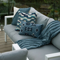 J Elliot Home Zen Luxury Fringe Throw 130 x 160cm Steel Blue thumbnail