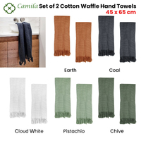 J Elliot Home 400GSM Camila Set of 2 Cotton Waffle Hand Towels 45 x 65 cm Chive thumbnail