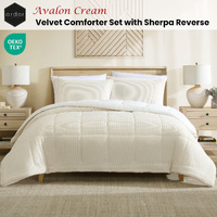 Ardor Avalon Cream 3 Pcs Velvet Comforter Set with Sherpa Reverse Queen/King thumbnail