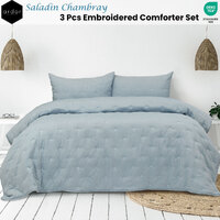Ardor Saladin Chambray 3 Pcs Embroidered Comforter Set Queen/King thumbnail