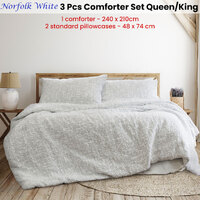 Ardor Norfolk White 3 Pcs Embossed Comforter Set Queen/King thumbnail