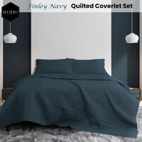 Ardor Finley Navy 3 Pcs Quilted Coverlet Set Queen/King thumbnail