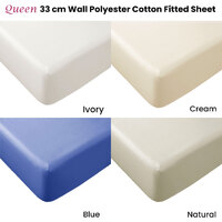 Essentially Home Living Polyester Cotton Fitted Sheet 33cm Wall Double Ivory thumbnail