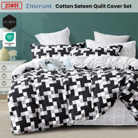 Ardor 250TC Emerson Geometric Cotton Sateen Quilt Cover Set King thumbnail