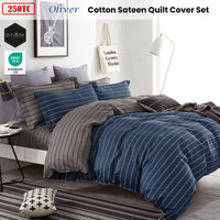 Ardor 250TC Oliver Stripes Cotton Sateen Quilt Cover Set King thumbnail