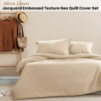 Ardor Alton Linen Jacquard Embossed Texture Geo Quilt Cover Set Queen thumbnail